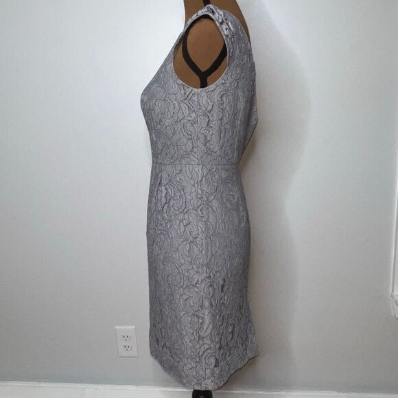 J. Crew, Elsa Dress Leavers Lace in Stormy Gray, Bridesmaid Women’s 0 Petite - Picture 4 of 13